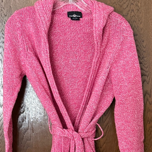 It's Our Time Pink Heathered Cardigan Belted Sweater - Picture 1 of 8